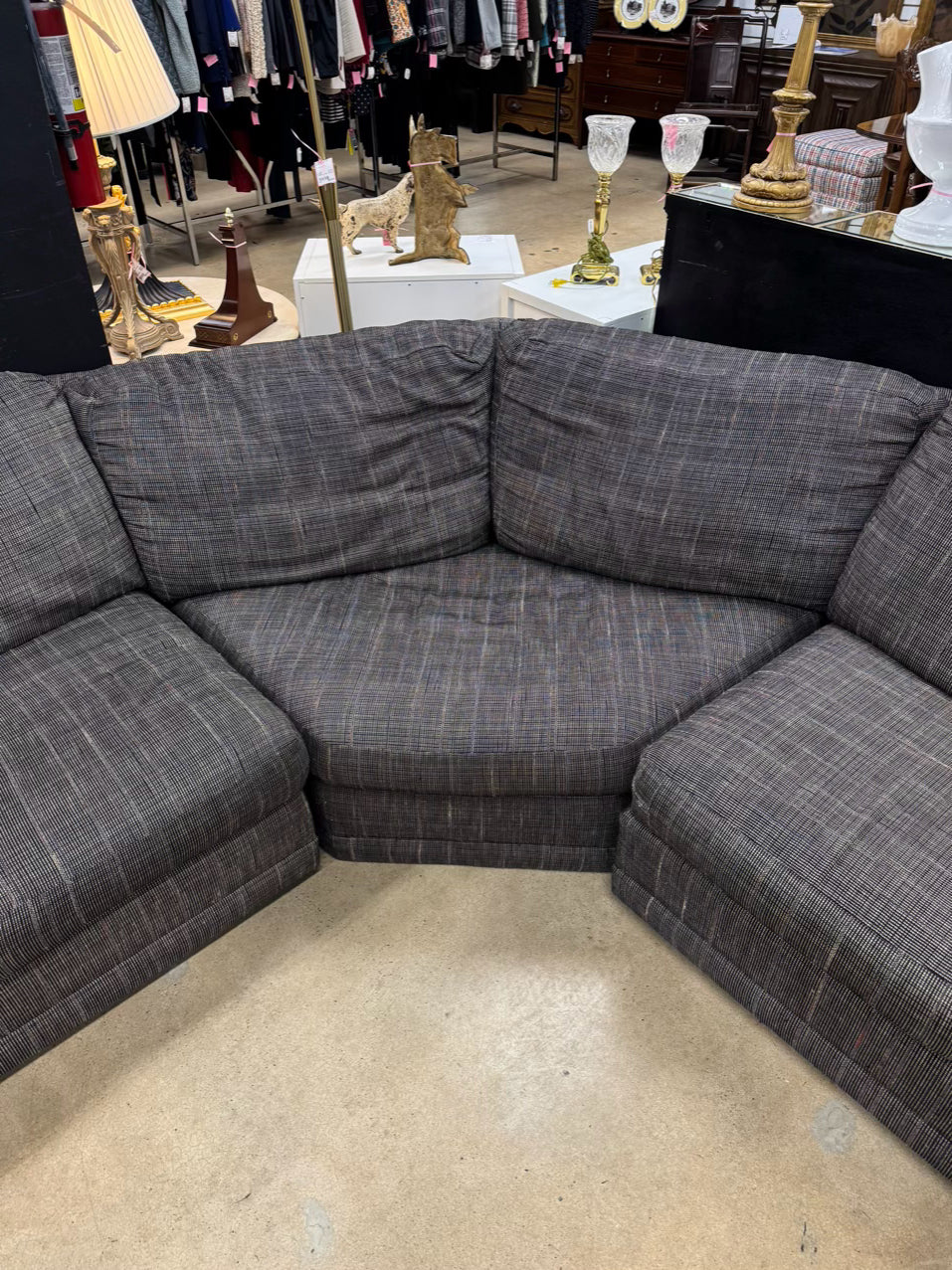 PRESTIGE Gray Tweed Sectional Sofa