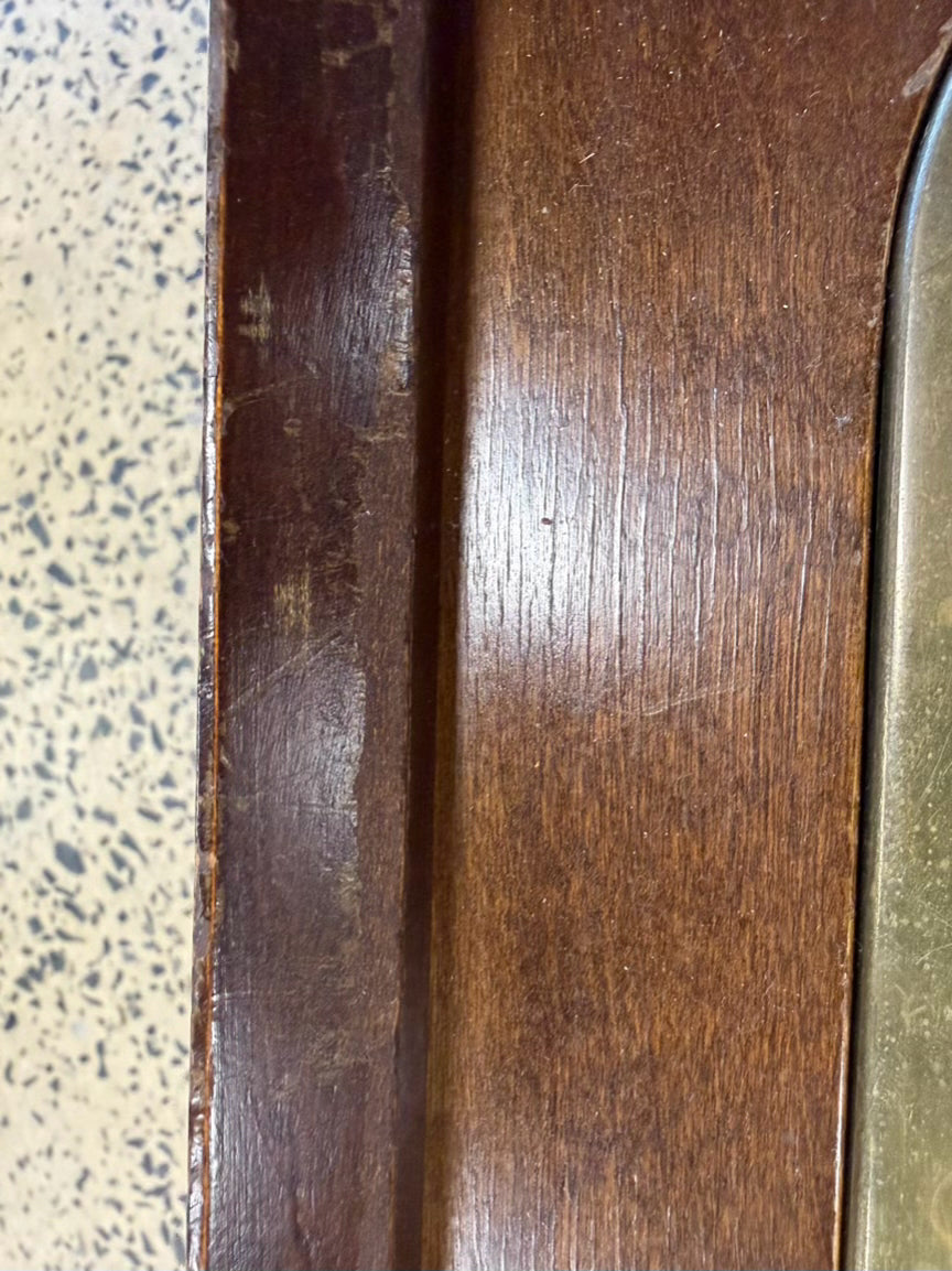 Brass Brown Wood Chippendale Side Table