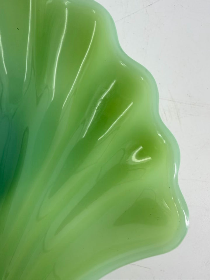 ANCHOR HOCKING Green Depression Glass Shell Set Of 6 Dessert Plates