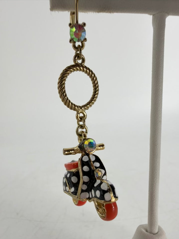 BETSY JOHNSON Black & Gold Mod Collection Polka Dot Moped Necklace & Earring Set