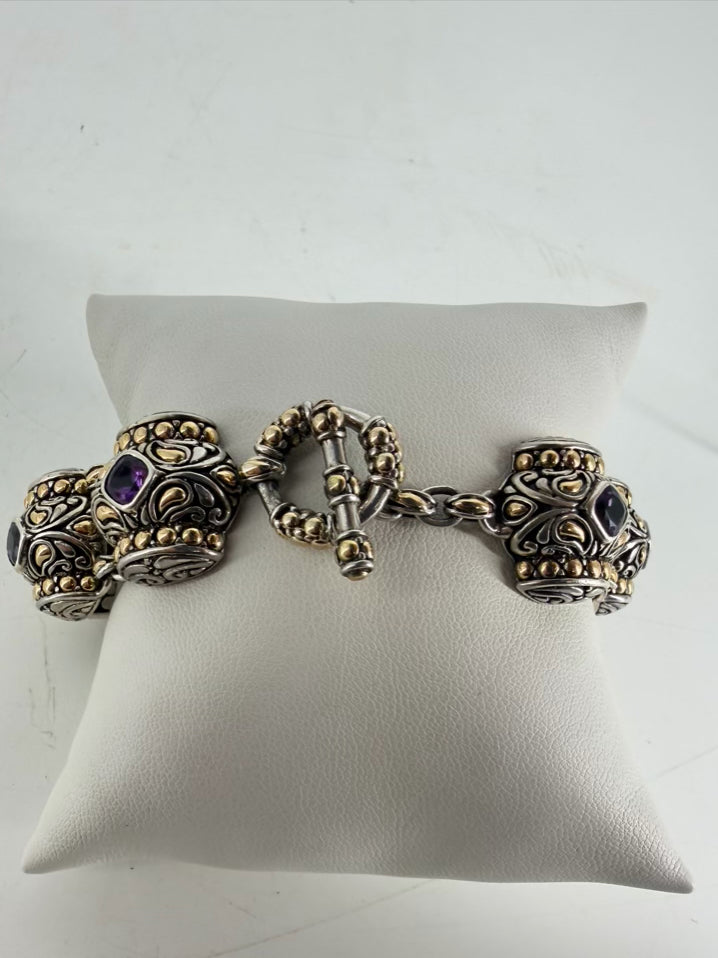 BENHAM STERLING SILVER & 18K Amethyst Bracelet