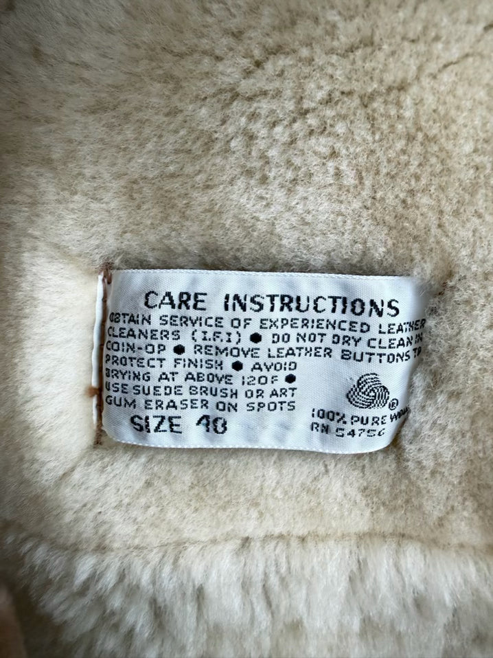 SAWYER OF NAPA Men's Size 40 Tan & Beige Shearling Suede Coat