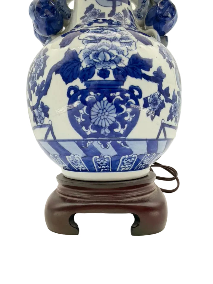 Blue & White Porcelain Lamp w/ Shade