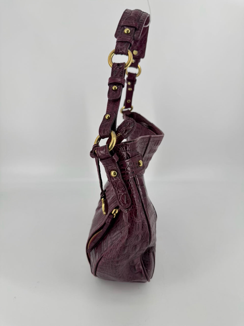 BRAHMIN Merlot Embossed Croc Leather Purse