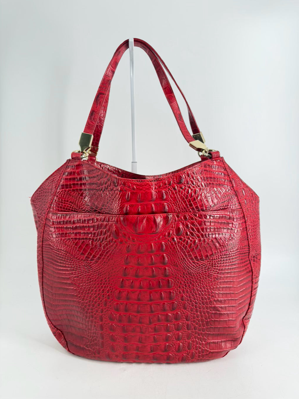 BRAHMIN Marianna Red Crocodile Embossed Melbourne Leather Tote