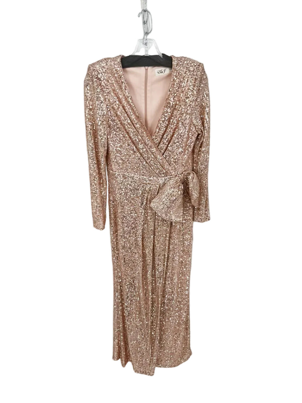 ELIZA J Size Wmn's 10 Champagne Sequin Bow Evening Gown