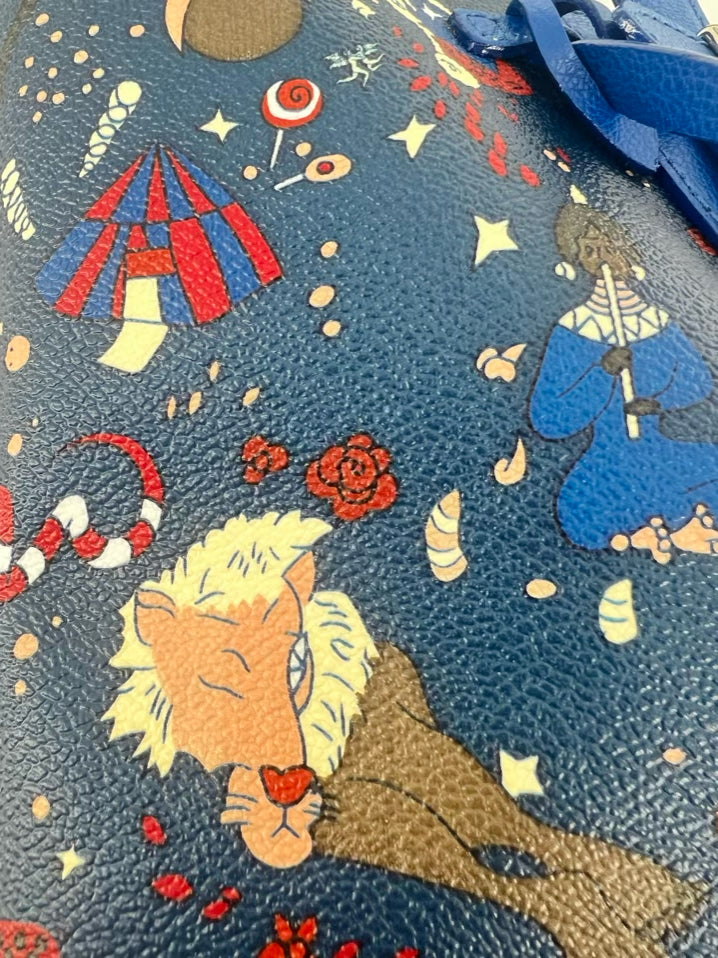 PIERO GUIDI Blue & Red Leather Circus Print Purse