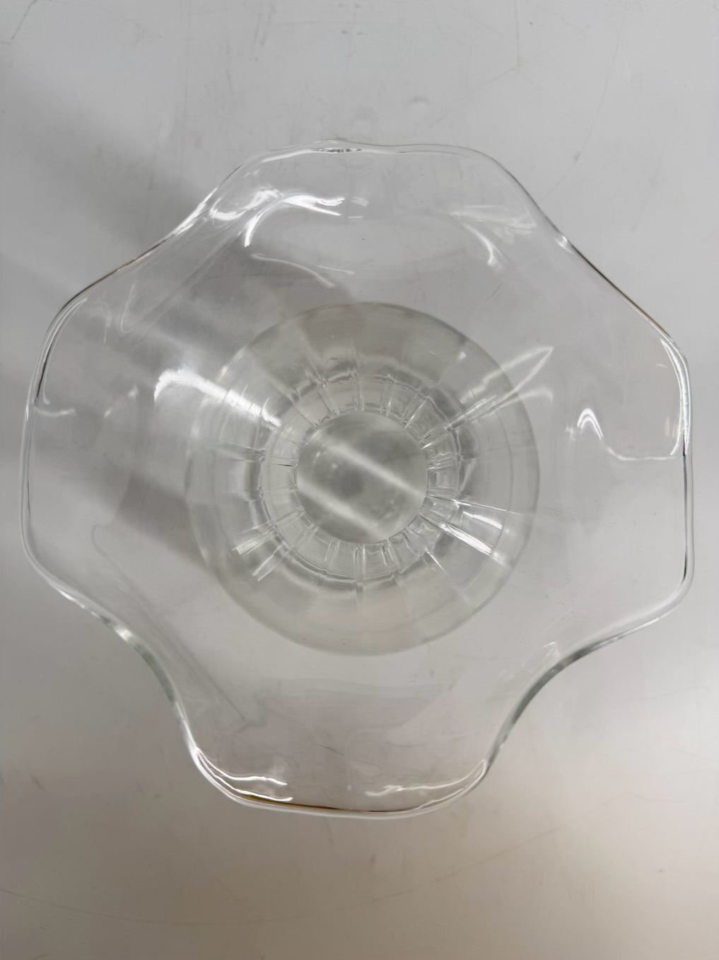 VIETRI Clear Glass Fluted Top Vase