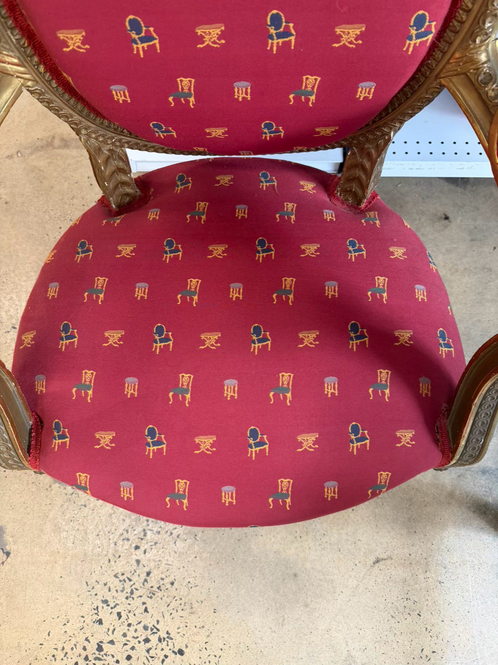 Gold French Chair w/ Red Fabric