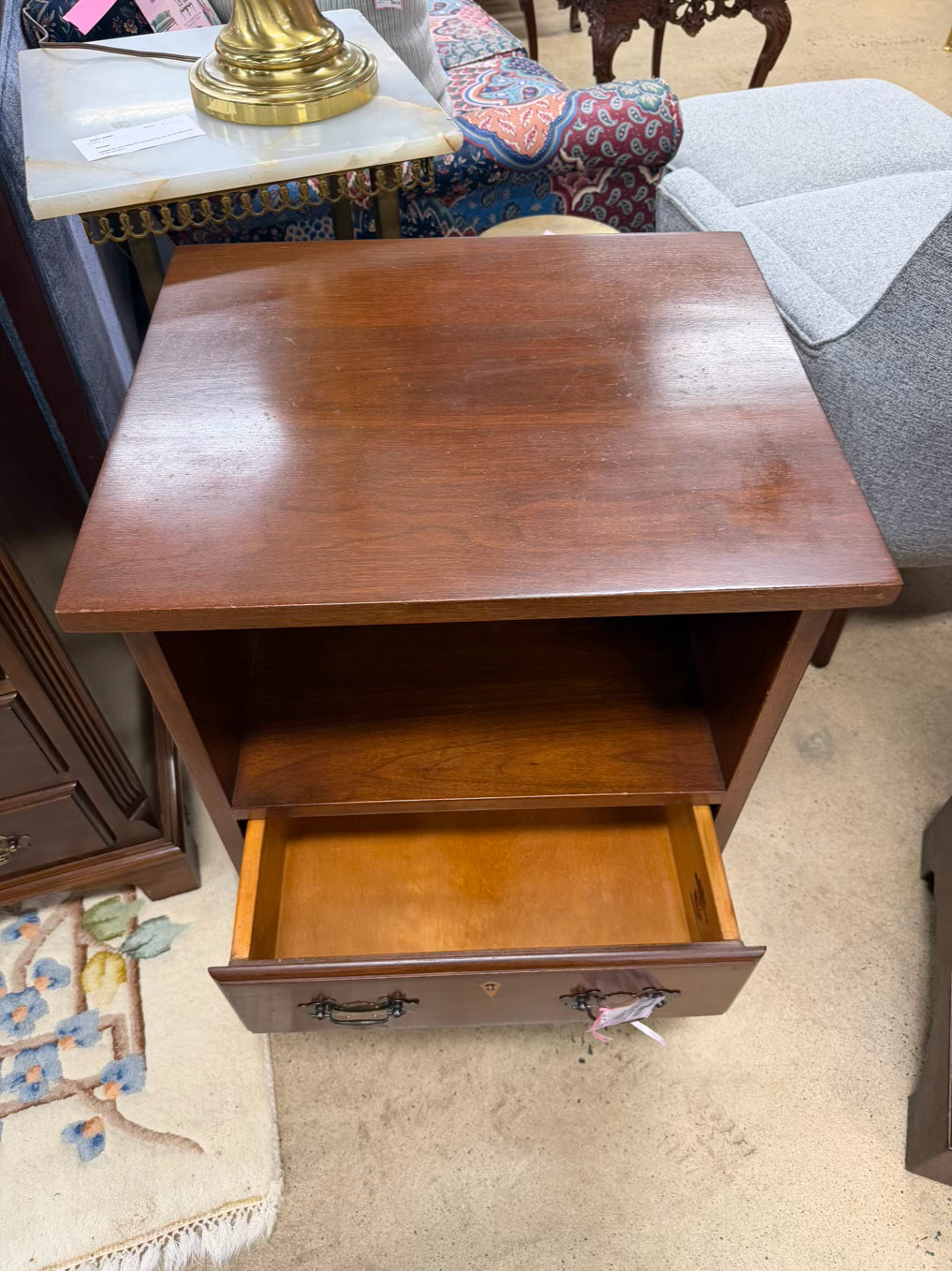BENBOW Wood 2 Drawer Nightstand w/ Shelf