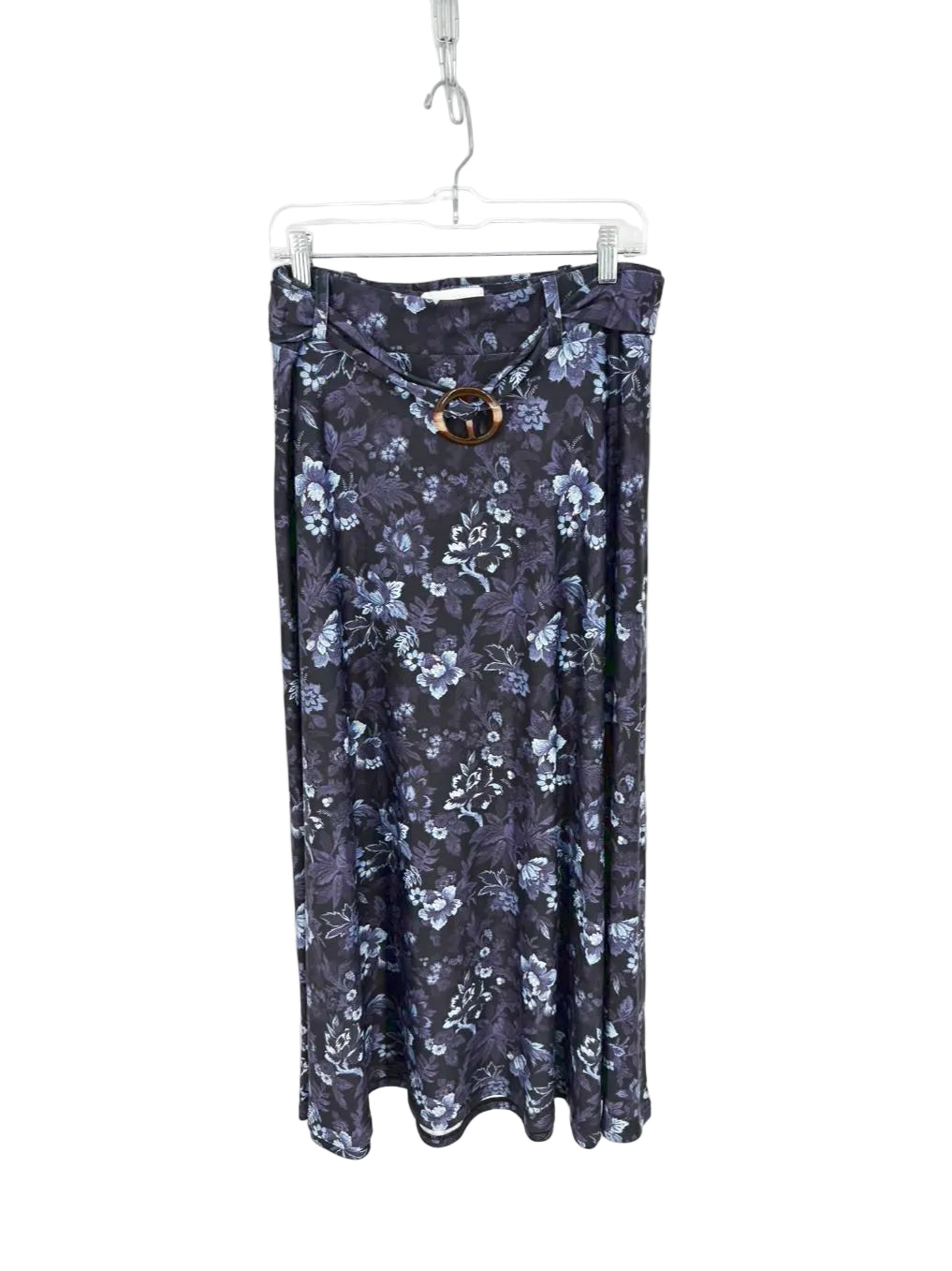 SMITH & QUINN Bennett Wmn's Size L Purple & Black Belted Floral Maxi-Skirt NWT