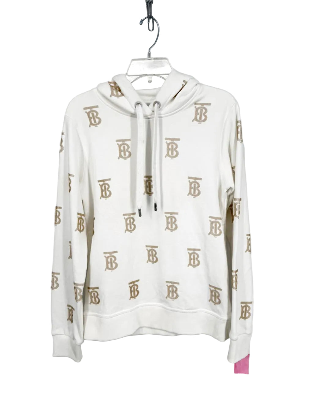 BURBERRY LONDON Wmn's Size M White & Beige Print Monogram Hoodie