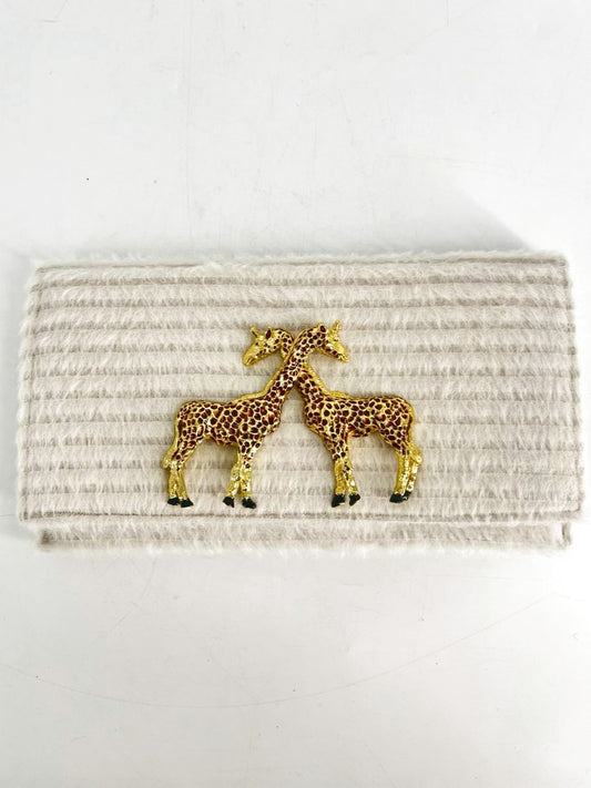 GARLAND Cream Faux Fur Giraffe Clutch
