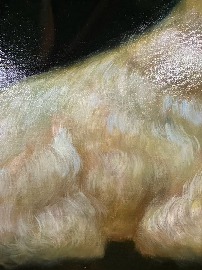 White Scottish Terrier Painting in Ornate Gold Frame