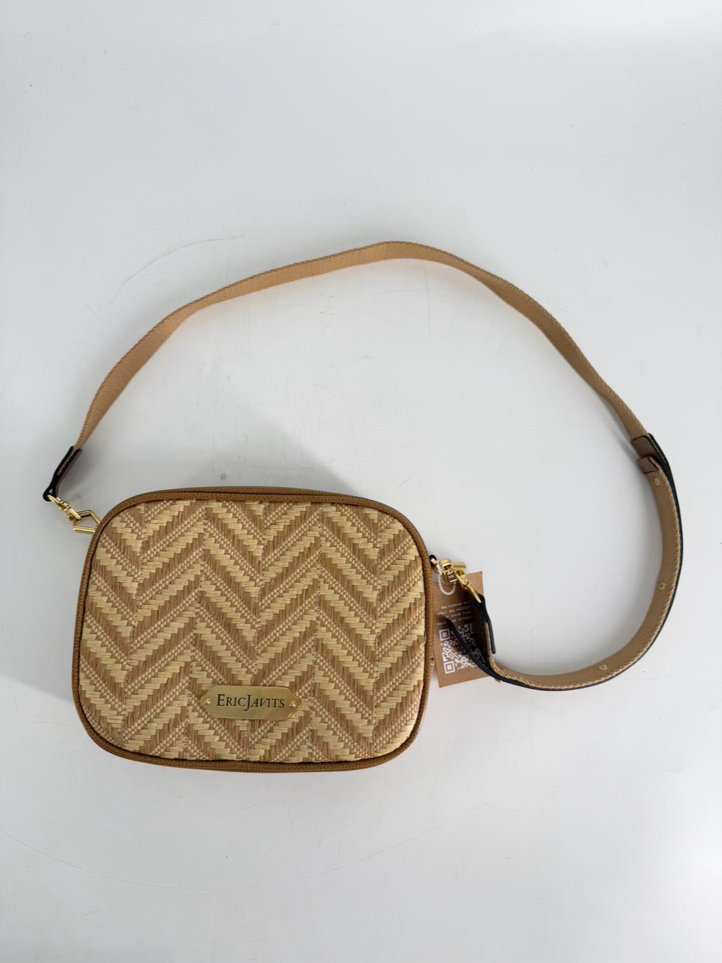 ERIC JAVITS Tog Raffia Natural Crossbody Bag NWT