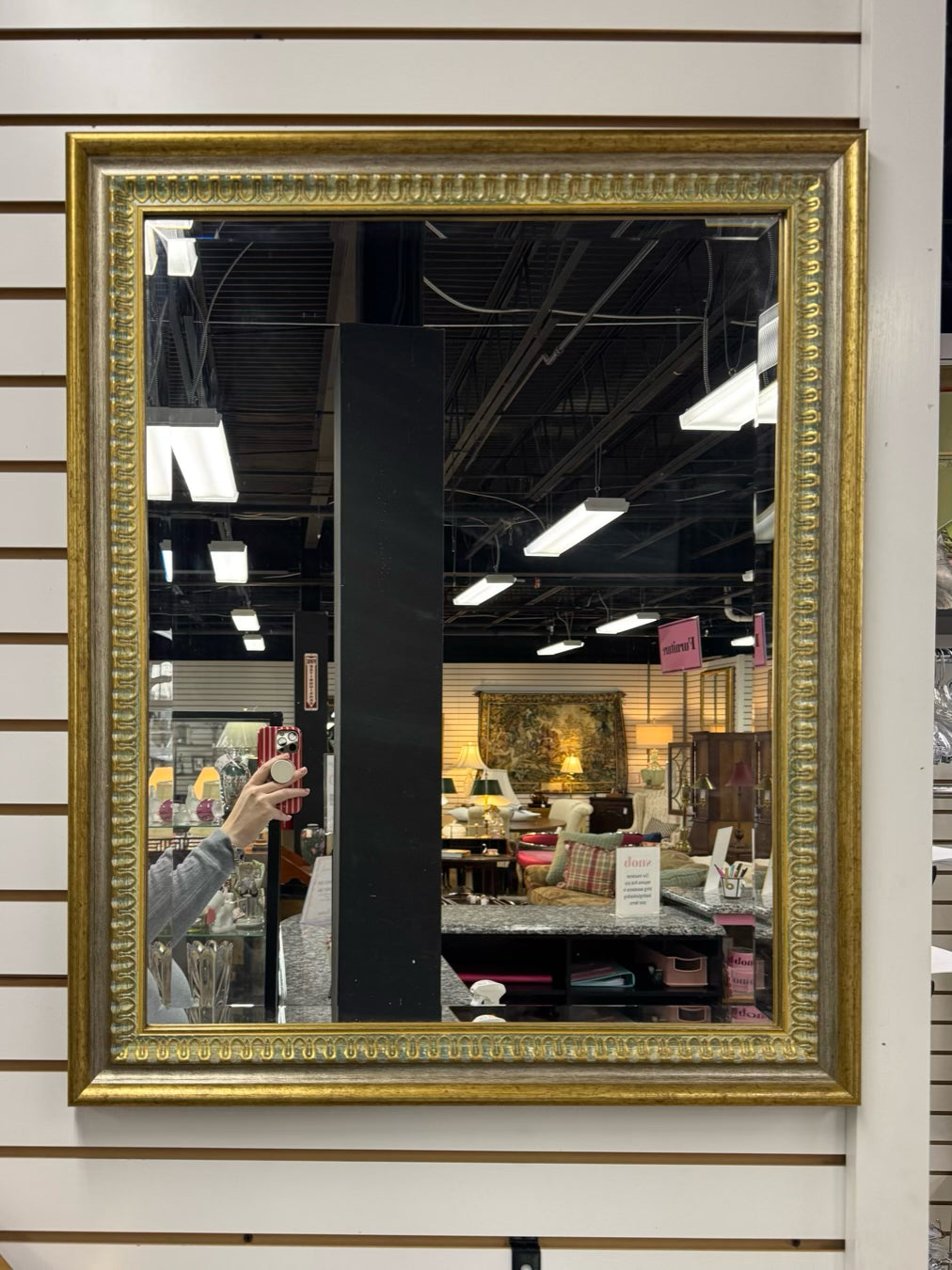 Brushed Gold & Silver Wood Beveled Mirror