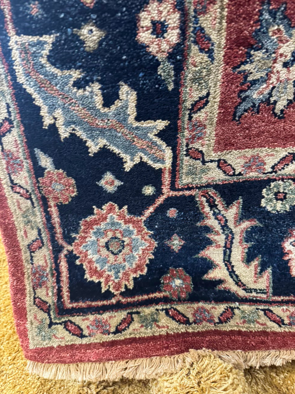 ETHAN ALLEN Red & Blue Mughal Kashan Area Rug