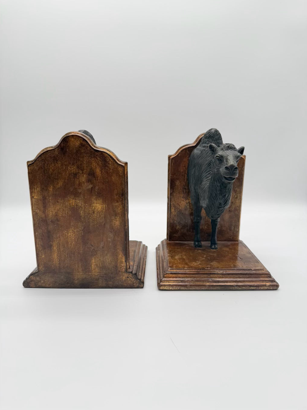 Wood & Metal Camel Pair Of Book Ends