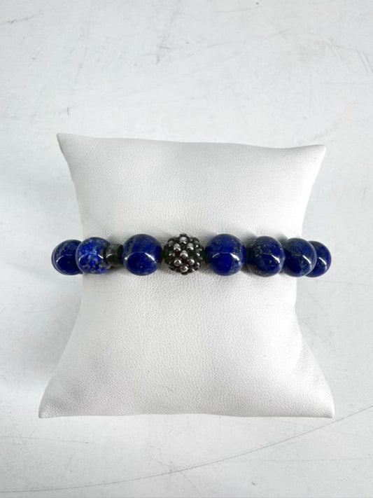 LAGOS STERLING SILVER Lapis Caviar Stretch Bracelet
