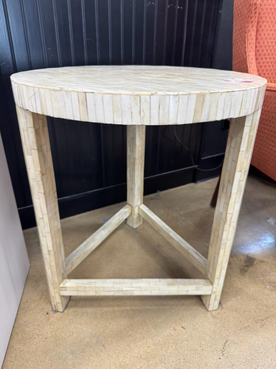 Cream Bone Inlay Round Occasional Table