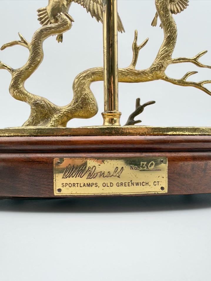 DONALD MCDONALD Brass Duck Lamp On Wood Base No Shade
