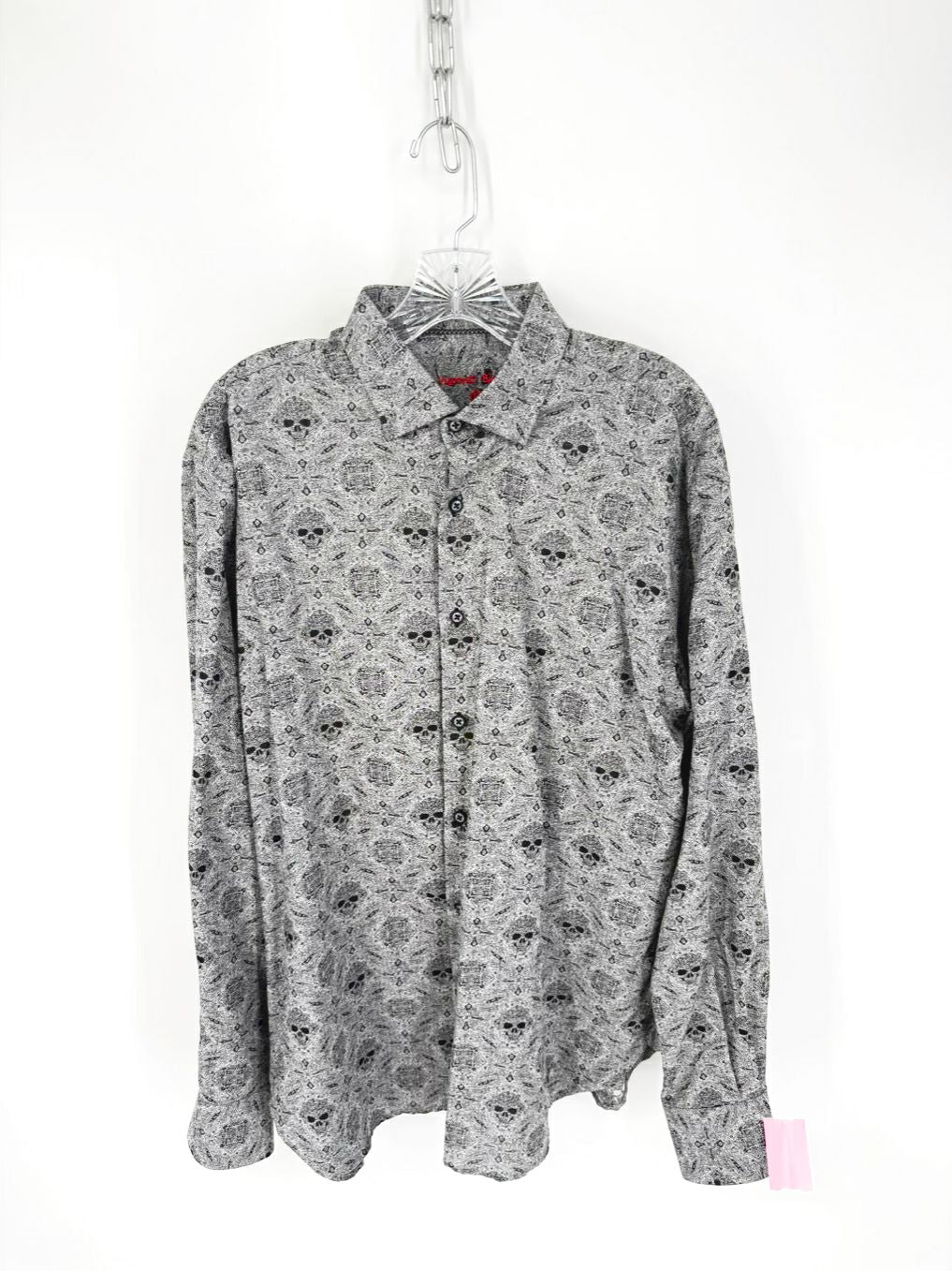 VISCONTI BLACK Size L Gray Print Long Sleeve Shirt