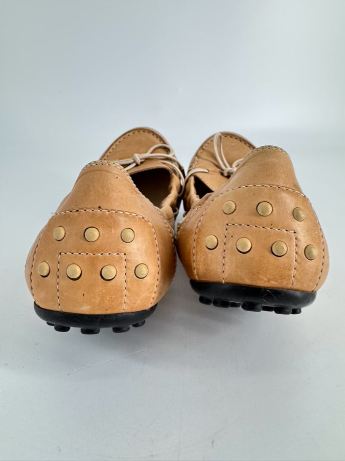 TODS Size 39 Camel Leather Flats