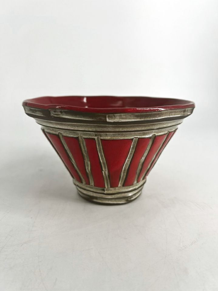BOYAN Red & Tan Small Pottery Bowl