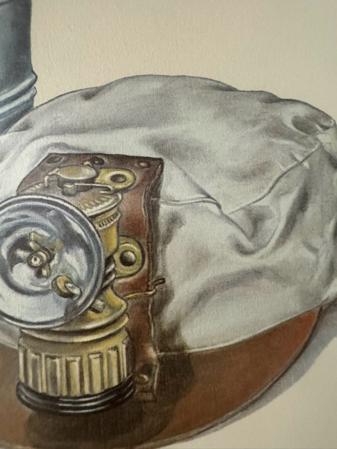 C. DON ENSOR "Coal Miners Gear" Print in Silver Frame