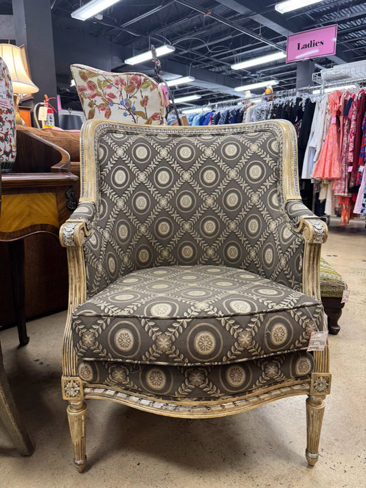 Painted Wood Gray Upholstered Chair