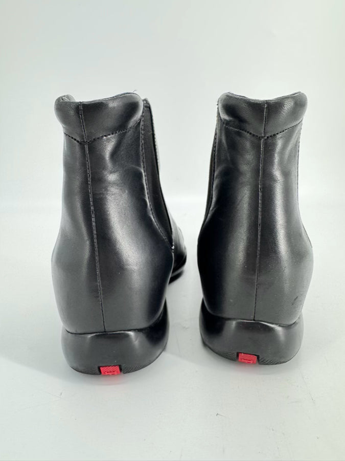 PRADA Size 38.5 Black Leather Booties