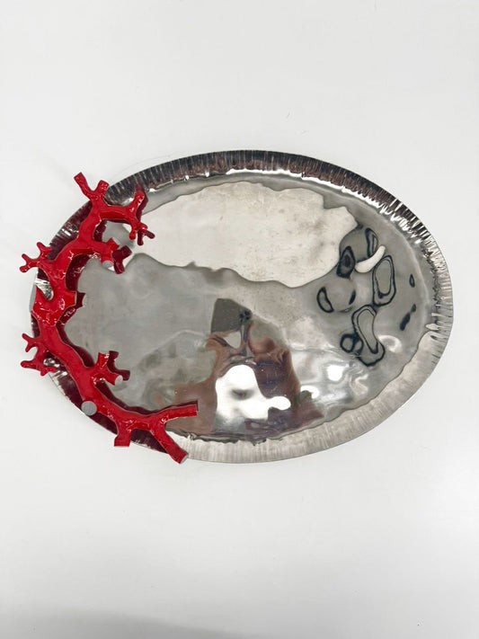 MICHAEL ARAM Silver & Pink Coral Oval Platter