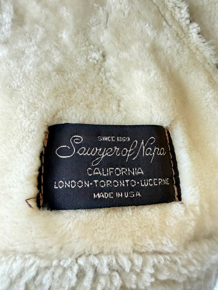 SAWYER OF NAPA Men's Size 40 Tan & Beige Shearling Suede Coat