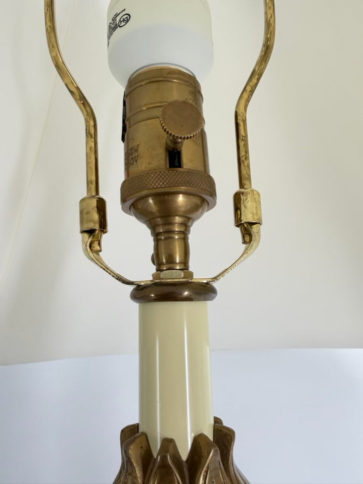 Brass & Crystal Urn Lamp w/ Shade