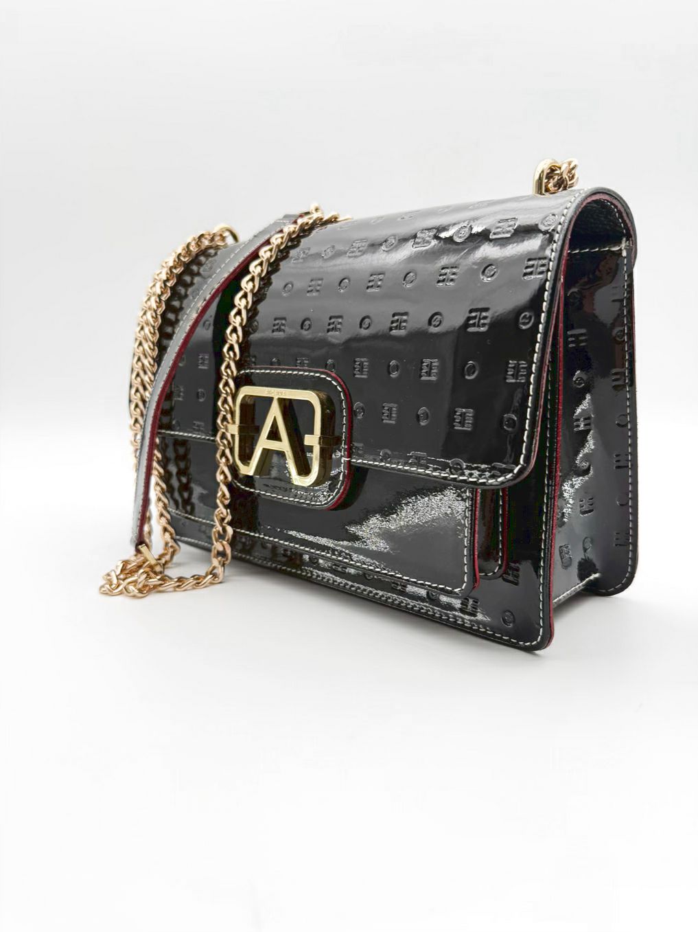 ARCADIA Patent Leather Black Monogram Purse