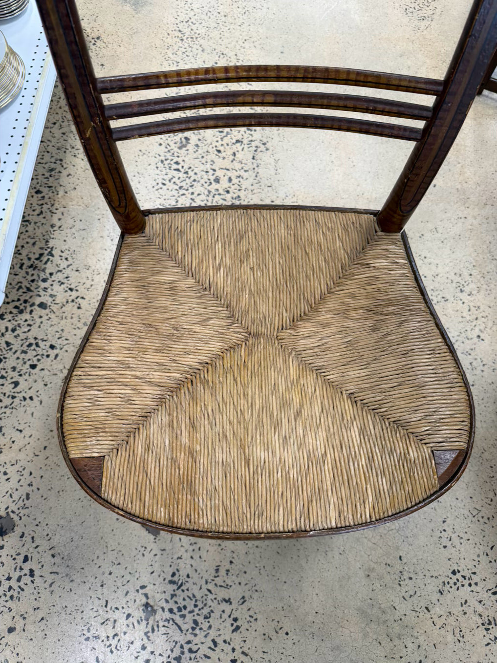 ANTIQUE Wood Desk Chair w/ Rush Seat