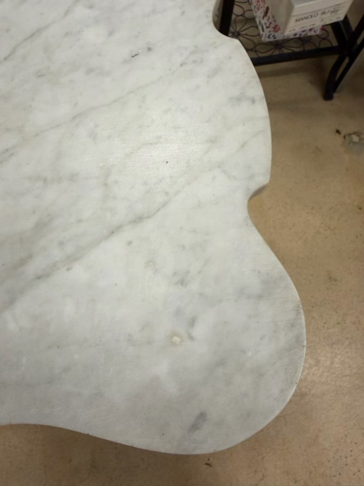 VICTORIAN Rococo Revival Style Wood & Marble Occasional Table