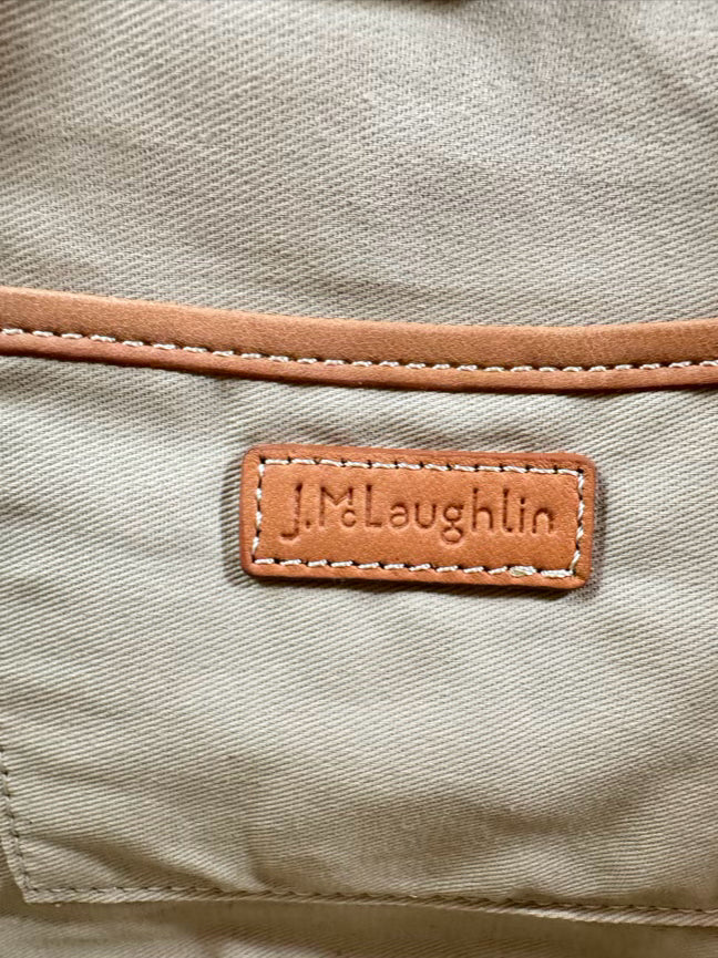 J MCLAUGHLIN Cream & Black Rattan Purse