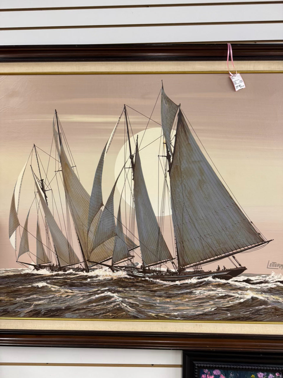 LETTERMAN Large Sailboat Painting in Wood Frame