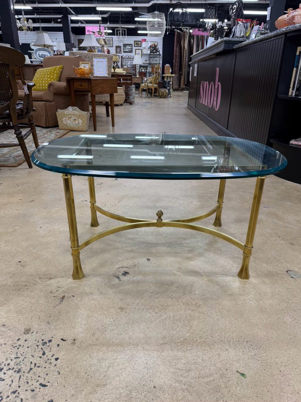 Brass & Glass Oval Coffee Table