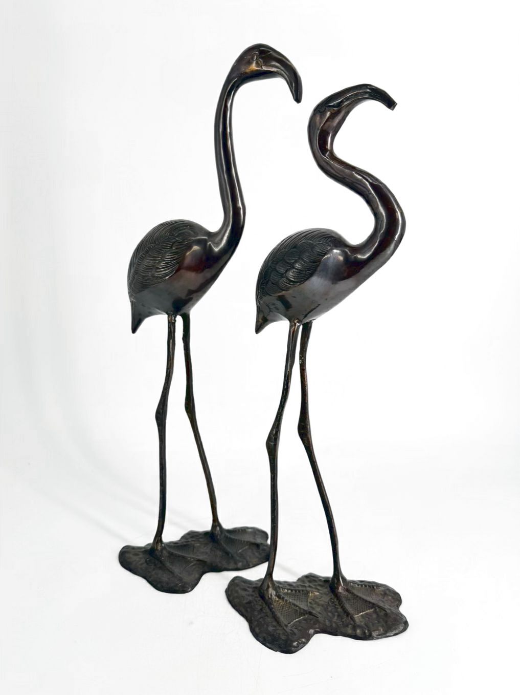 Gray Metal Pair Of Herons Figures