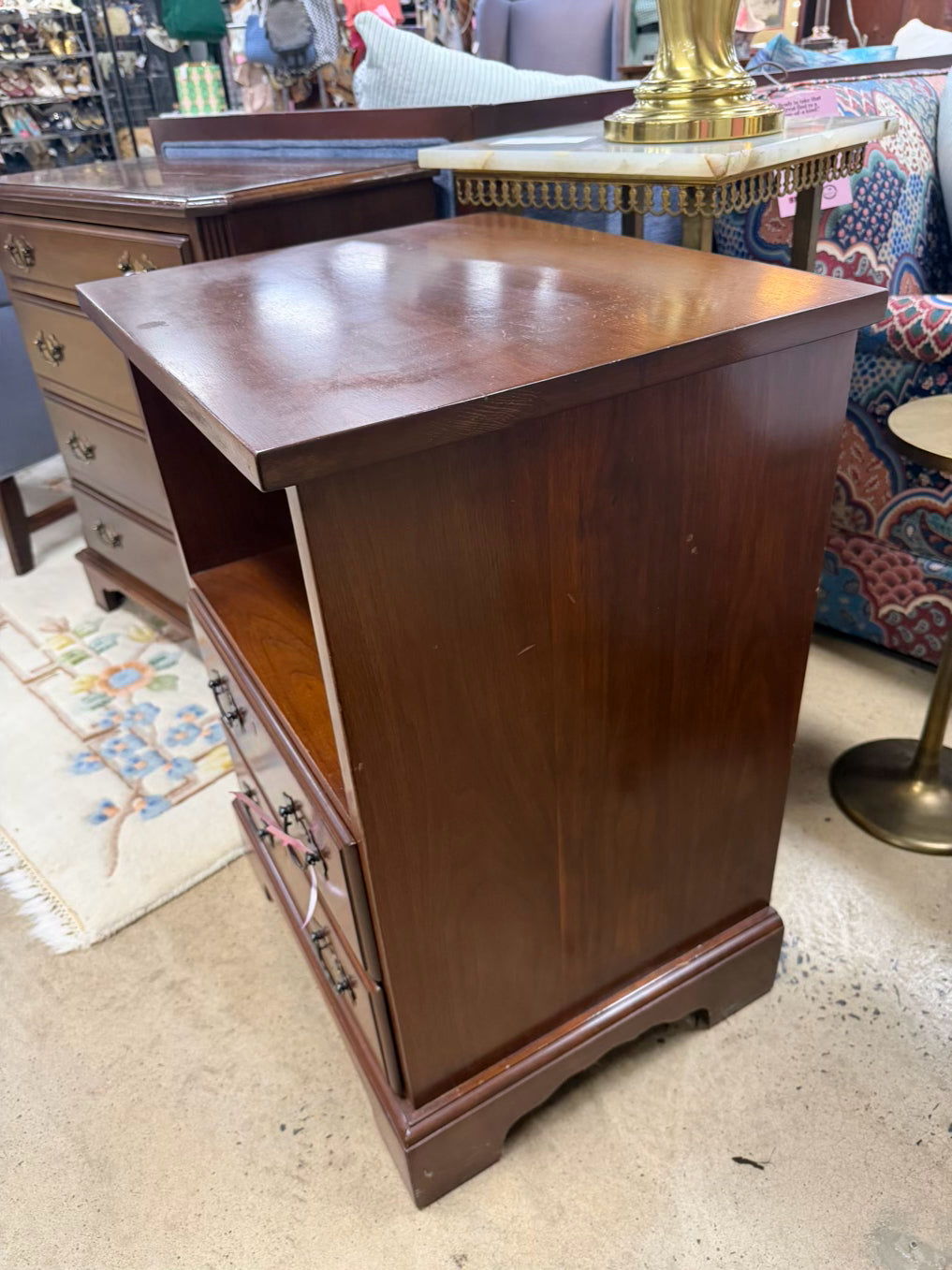 BENBOW Wood 2 Drawer Nightstand w/ Shelf