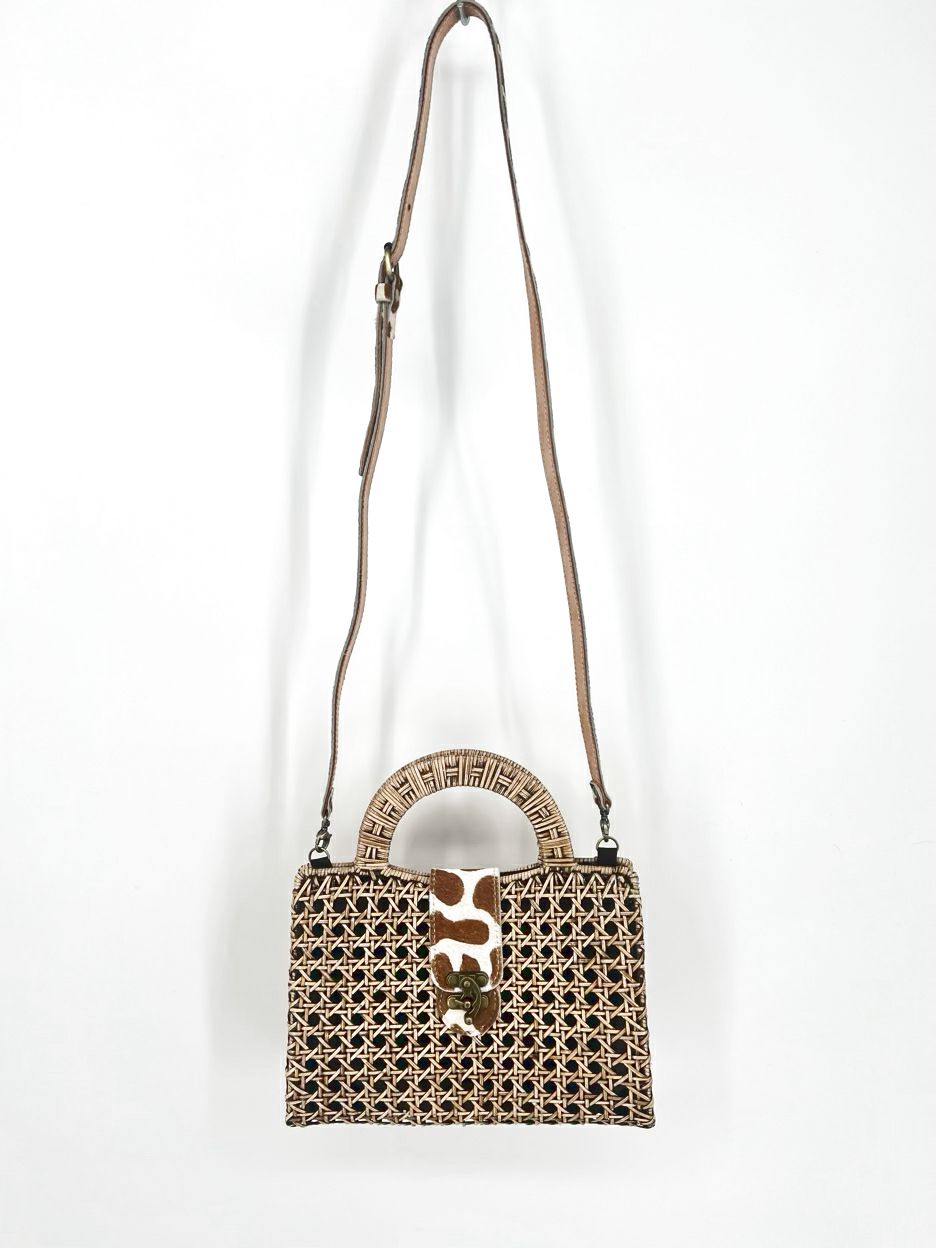 SARAH STEWART Natural Rattan Purse
