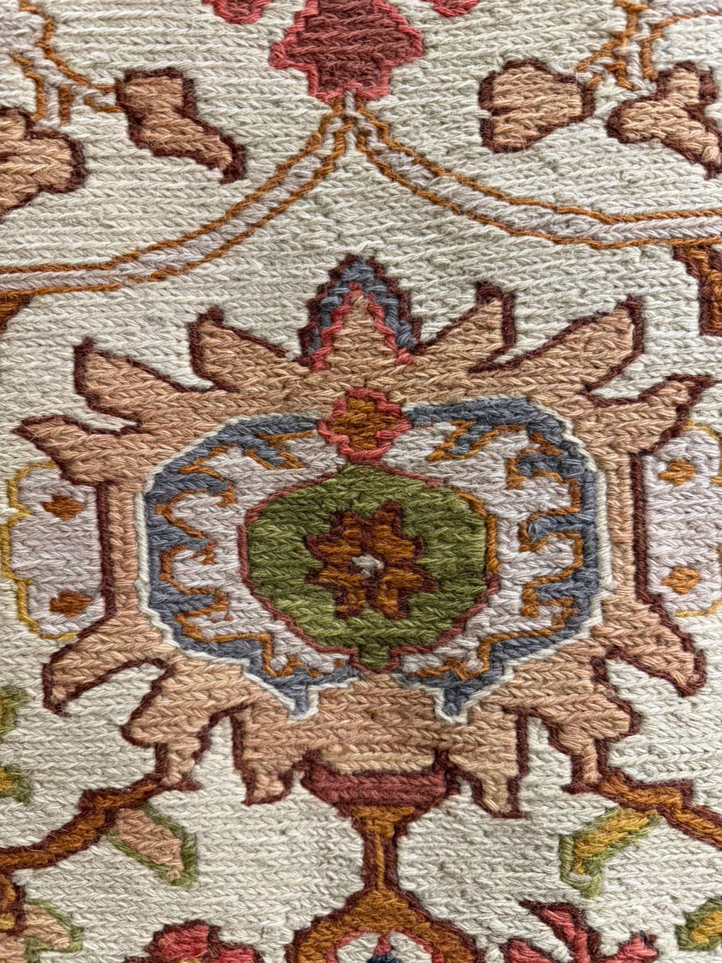 Soumak Rust, Cream, Blue & Green Area Rug