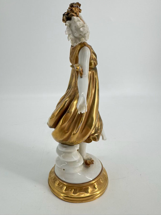 ERNST BOHNE & SOHNE Gold & White Dancing Lady Figurine