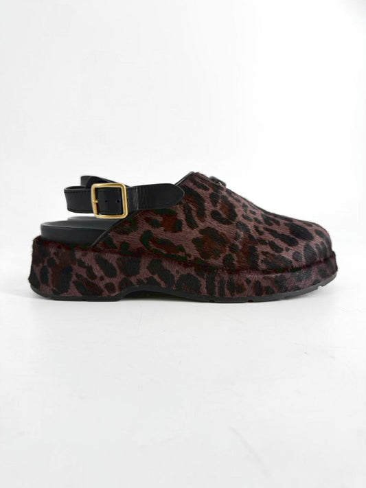 COACH Size 9 Mauve & Black Animal Print Mules