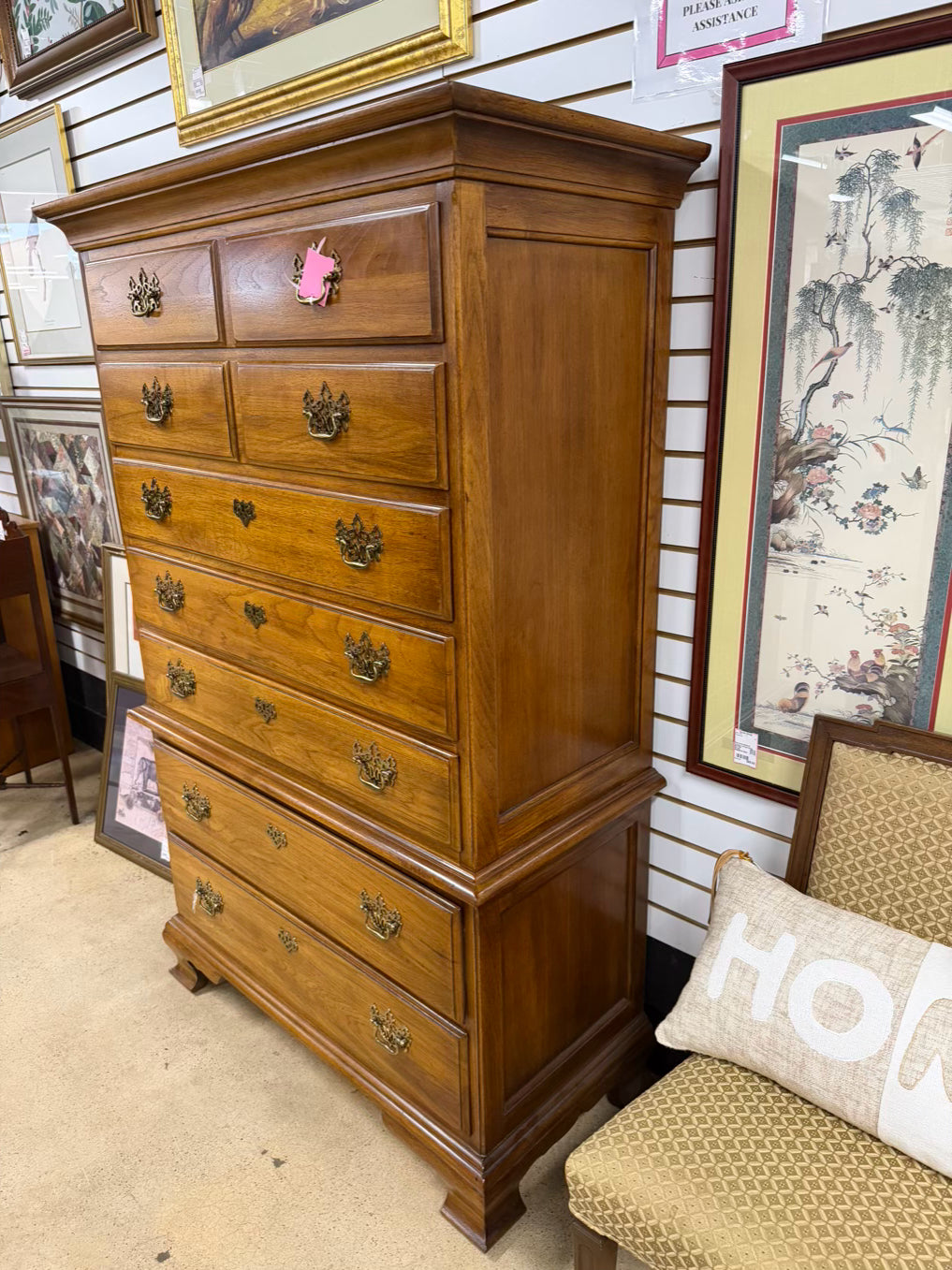 VINTAGE Medium Oak Chest on Chest w/ Drawers