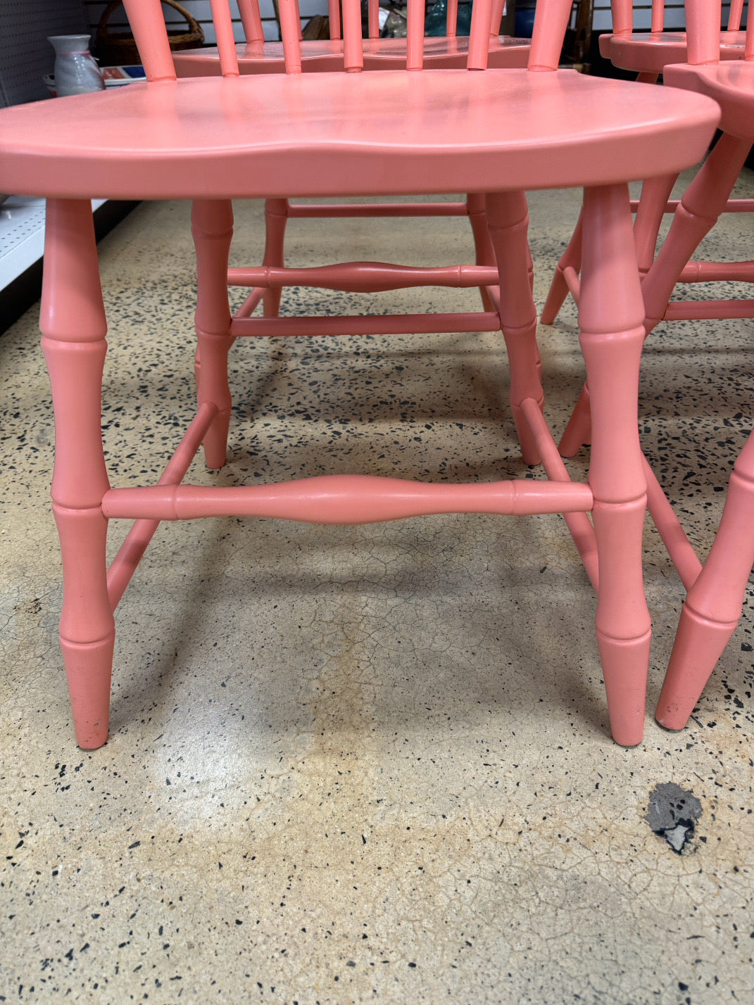 Pink Bamboo Look Set of 4 Chairs