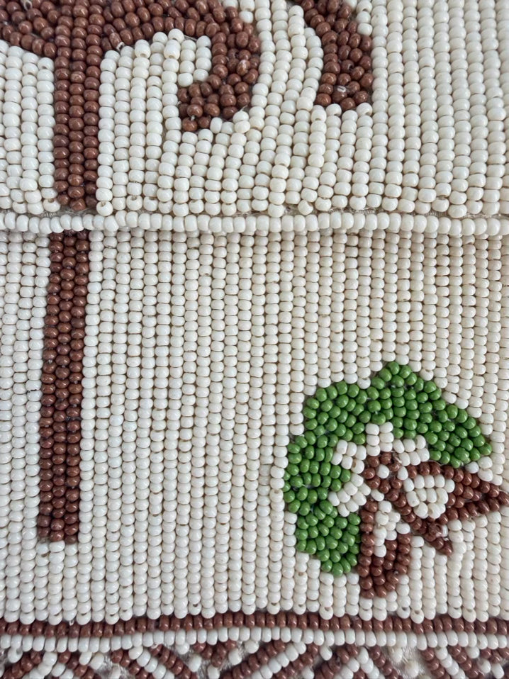 J MCLAUGHLIN White & Green Beaded Tropical Purse