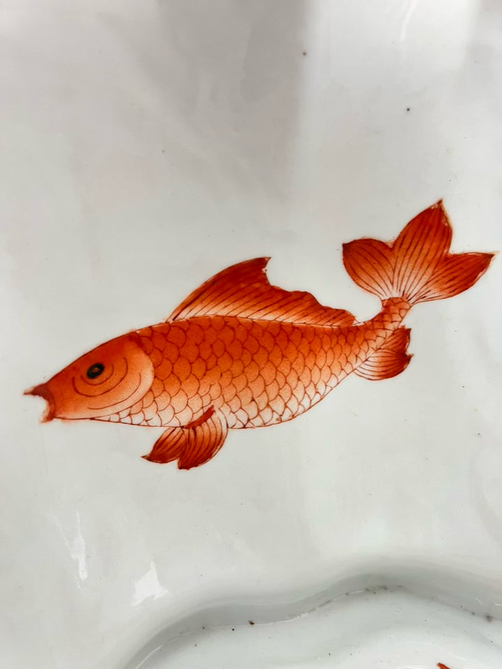 White, Purple & Green Porcelain Floral & fish Foot Bath